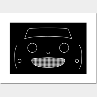 Austin Healey "frogeye" Sprite classic car outline graphic (white) Posters and Art